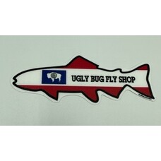 LAKESHIRTS UGLY BUG WYOMING TROUT FLAG STICKER