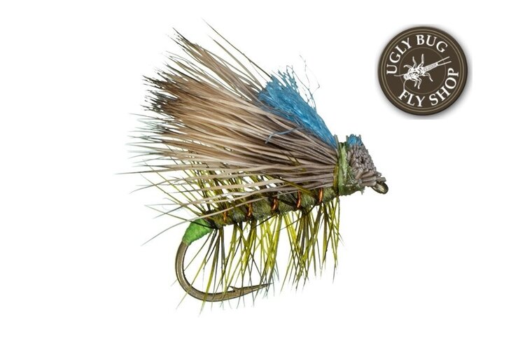 Ugly Bug Fly Shop HOT SPOT ELK HAIR CADDIS OLIVE #18 GRAB BAG- 5 PER BAG