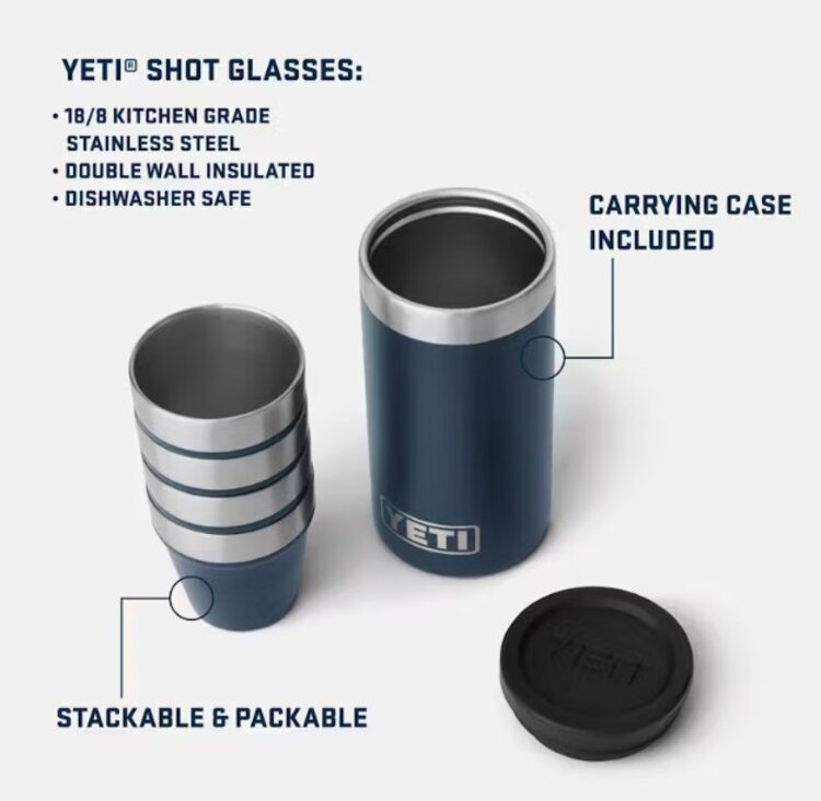Yeti SHOT GLASSES AND CASE NAVY