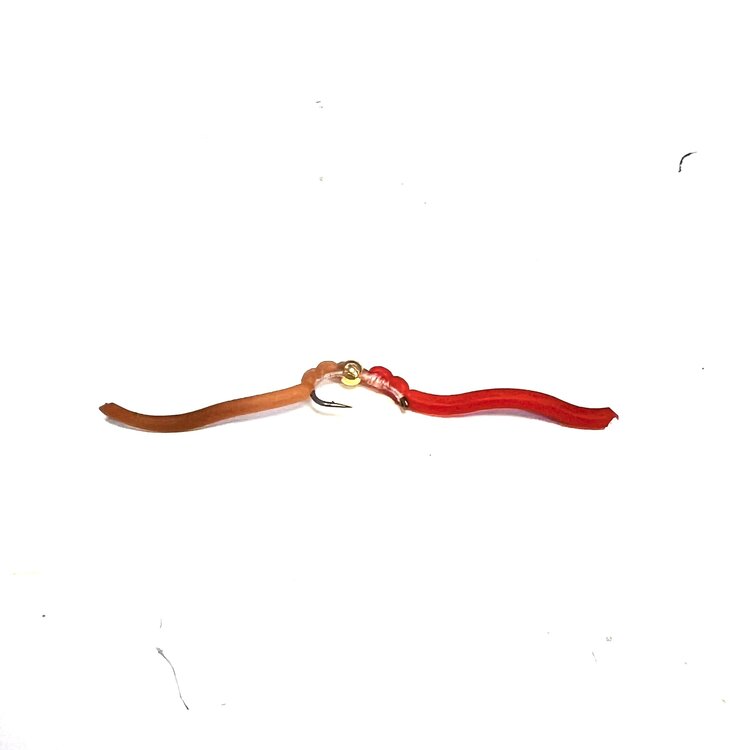 Dream Cast Fly Fishing SQUIRMY WORM TWO-TONE TAN/RED GB #12