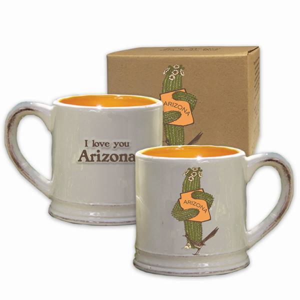 AZ Saguaro Hug Ceramic Mug, Gift Boxed