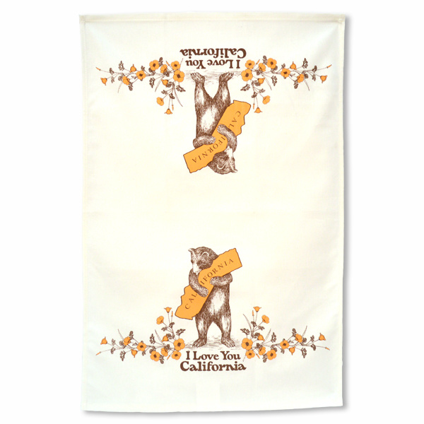 California Bear & Poppy Tea Towel