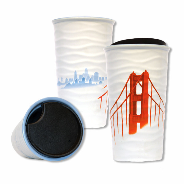50% Off was $16.95 - SF Fog Double Wall Ceramic Travel Mug