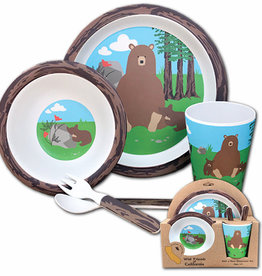 Disc-Bear Family Bamboo 5pc Kids Dinnerware Set