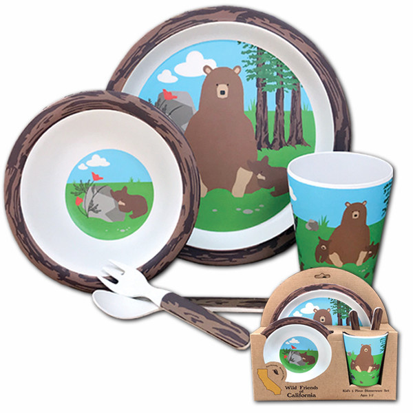 Disc-Bear Family Bamboo 5pc Kids Dinnerware Set