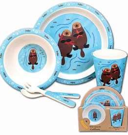 50% OFF WAS $19.95 - Sea Otter Family Bamboo 5pc Kids Dinnerware Set