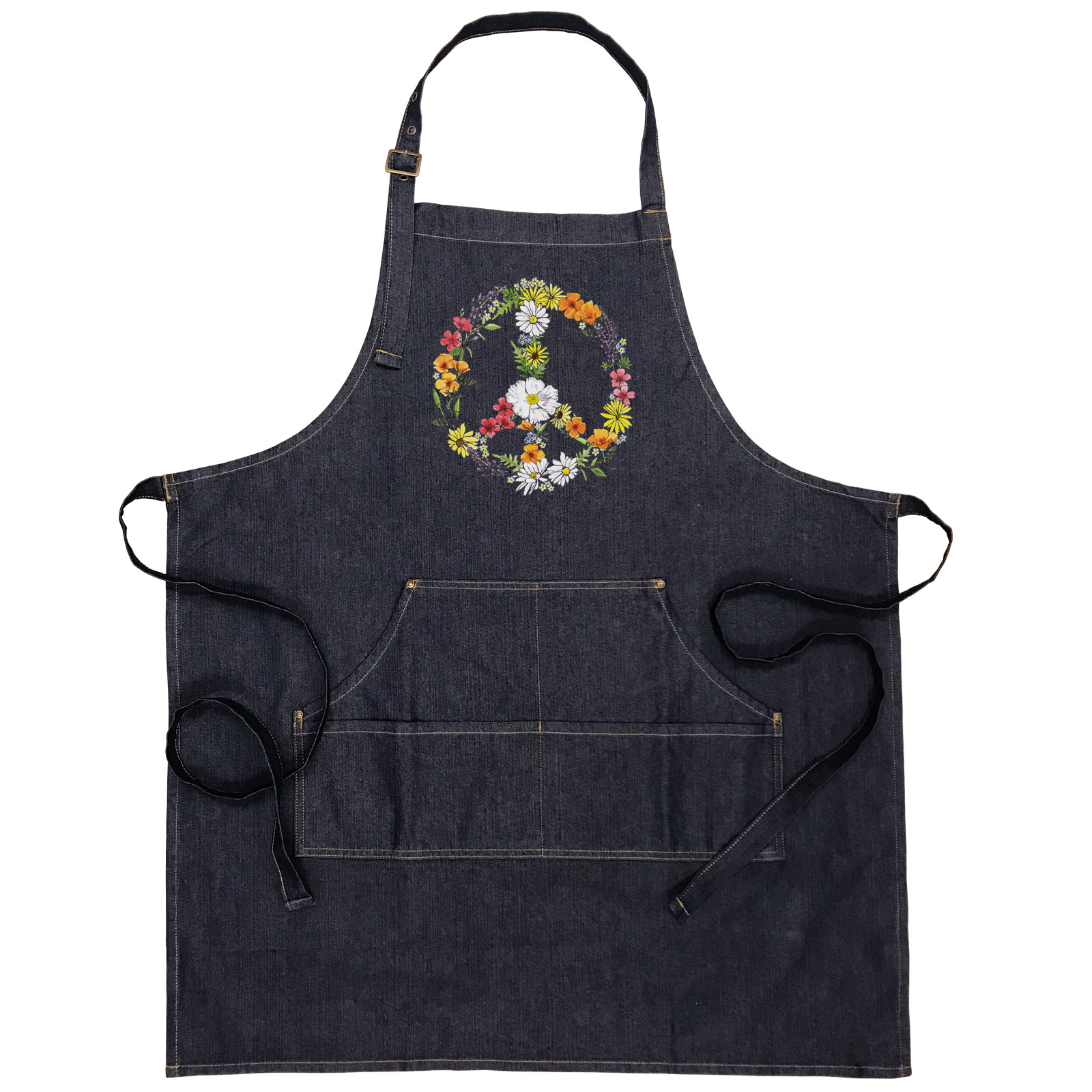 SF Mercantile Floral Peace Denim Apron