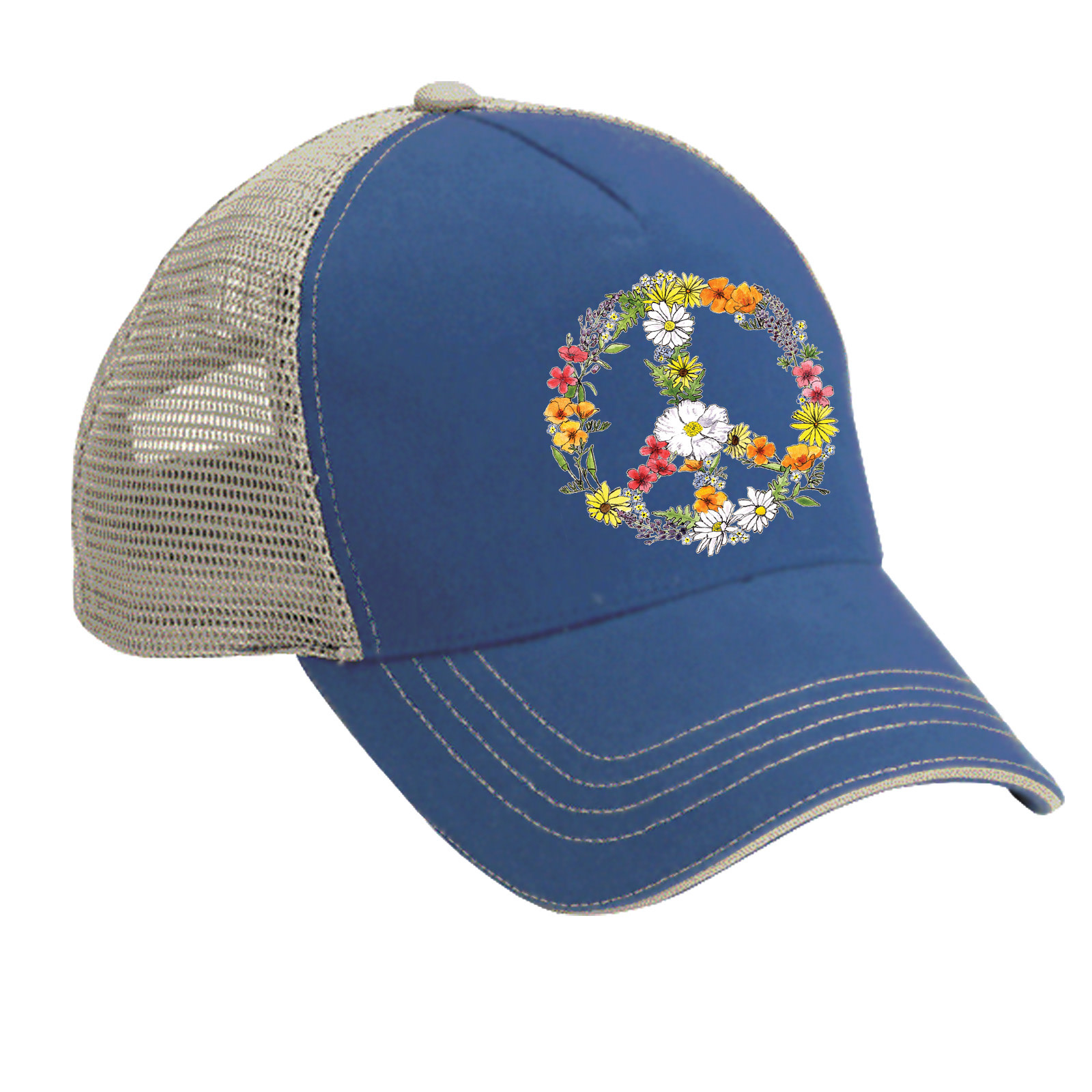 SF Mercantile Floral Peace Sign Trucker Hat