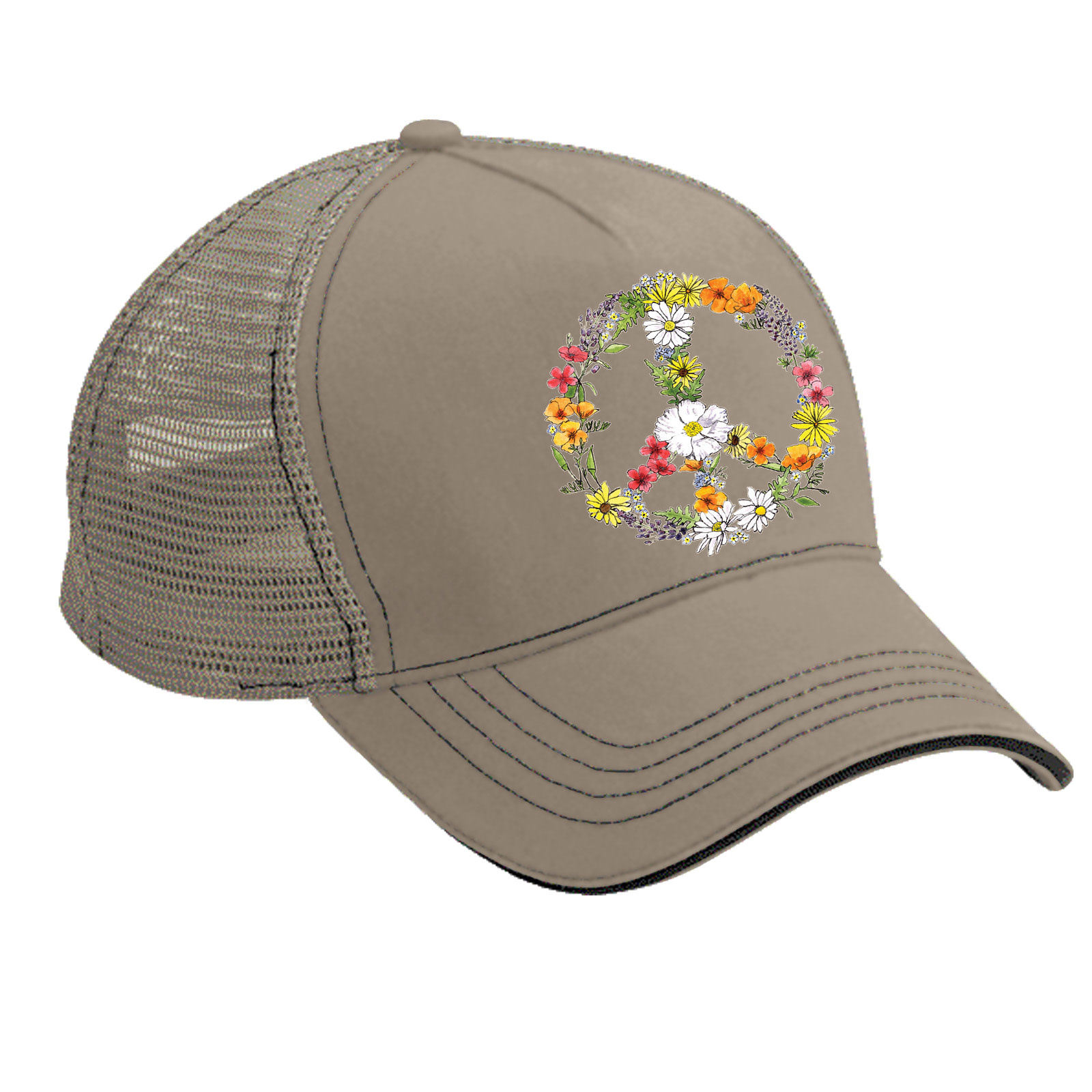 SF Mercantile Floral Peace Sign Trucker Hat