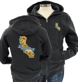 SF Mercantile CA State with Poppies Unisex Zip Hoodie, Charcoal