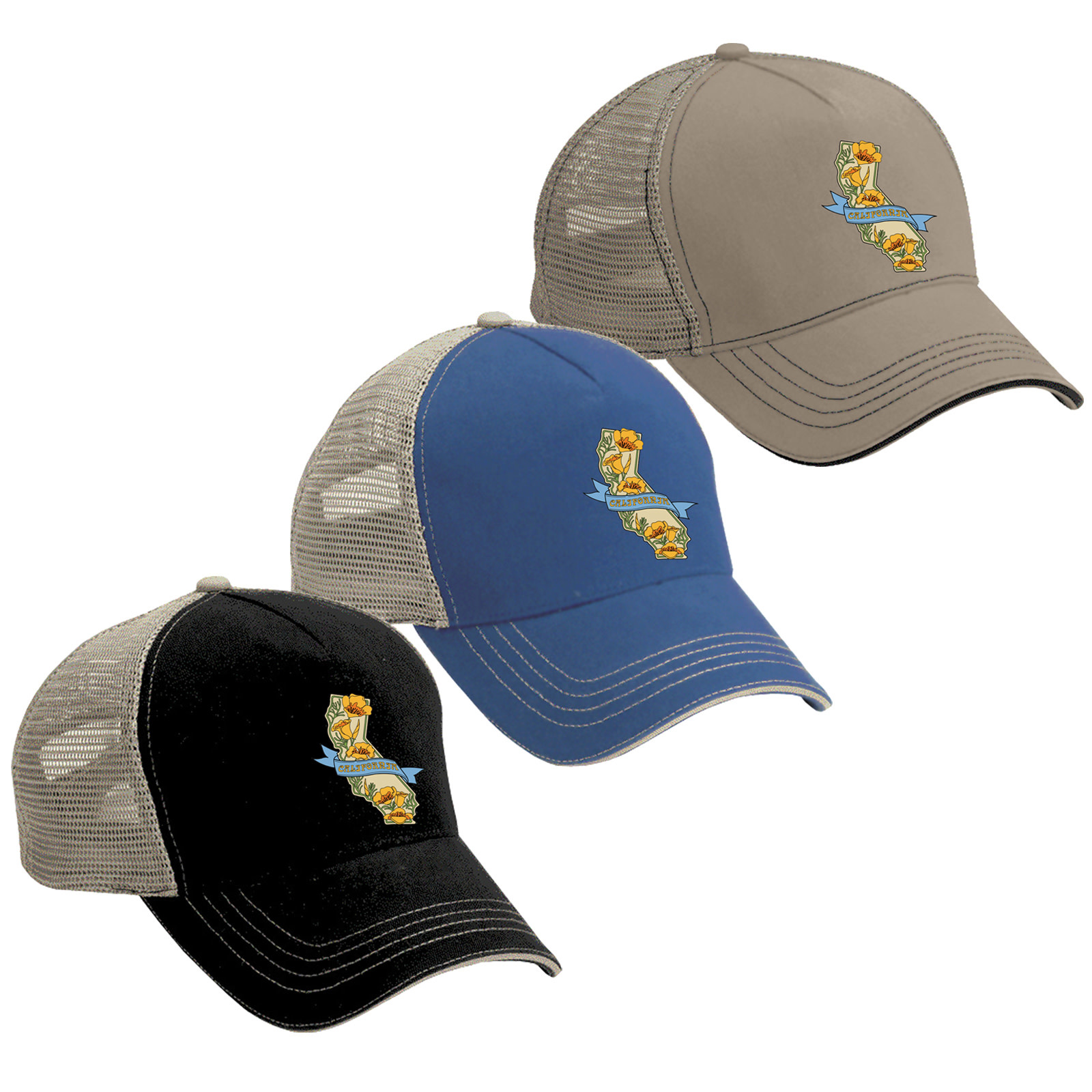 SF Mercantile CA State with Poppies Trucker Hat