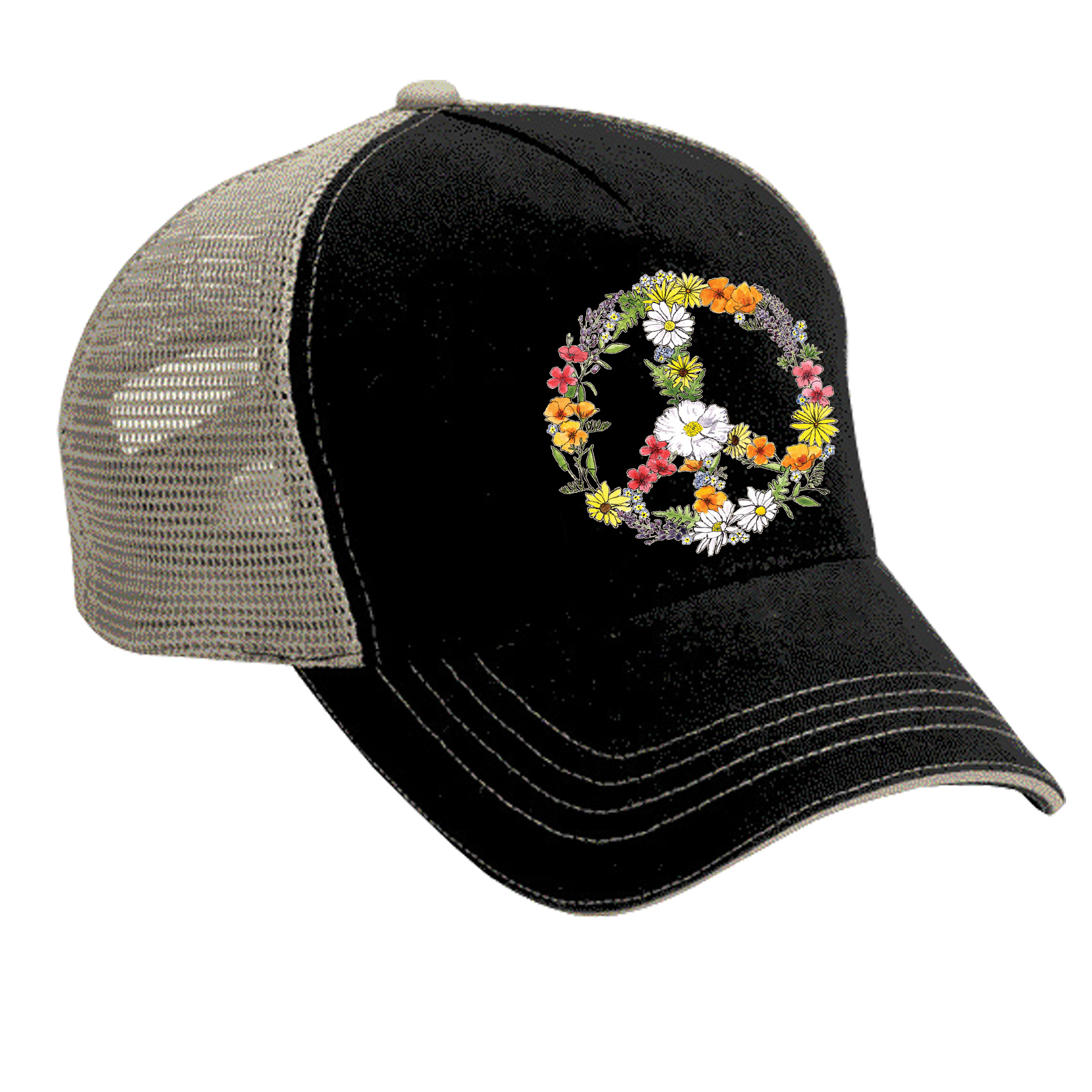 SF Mercantile Floral Peace Sign Trucker Hat