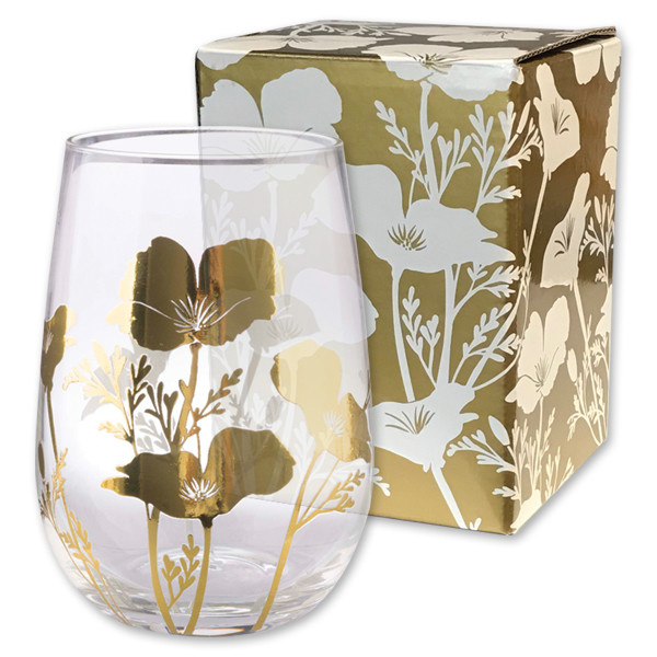 Metallic Gold Stemless Poppy Wine Glass