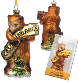 California Bear Hug Glass Ornament
