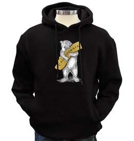 SF Mercantile CA Bear Unisex Pullover Hoodie, Black, White/Gold