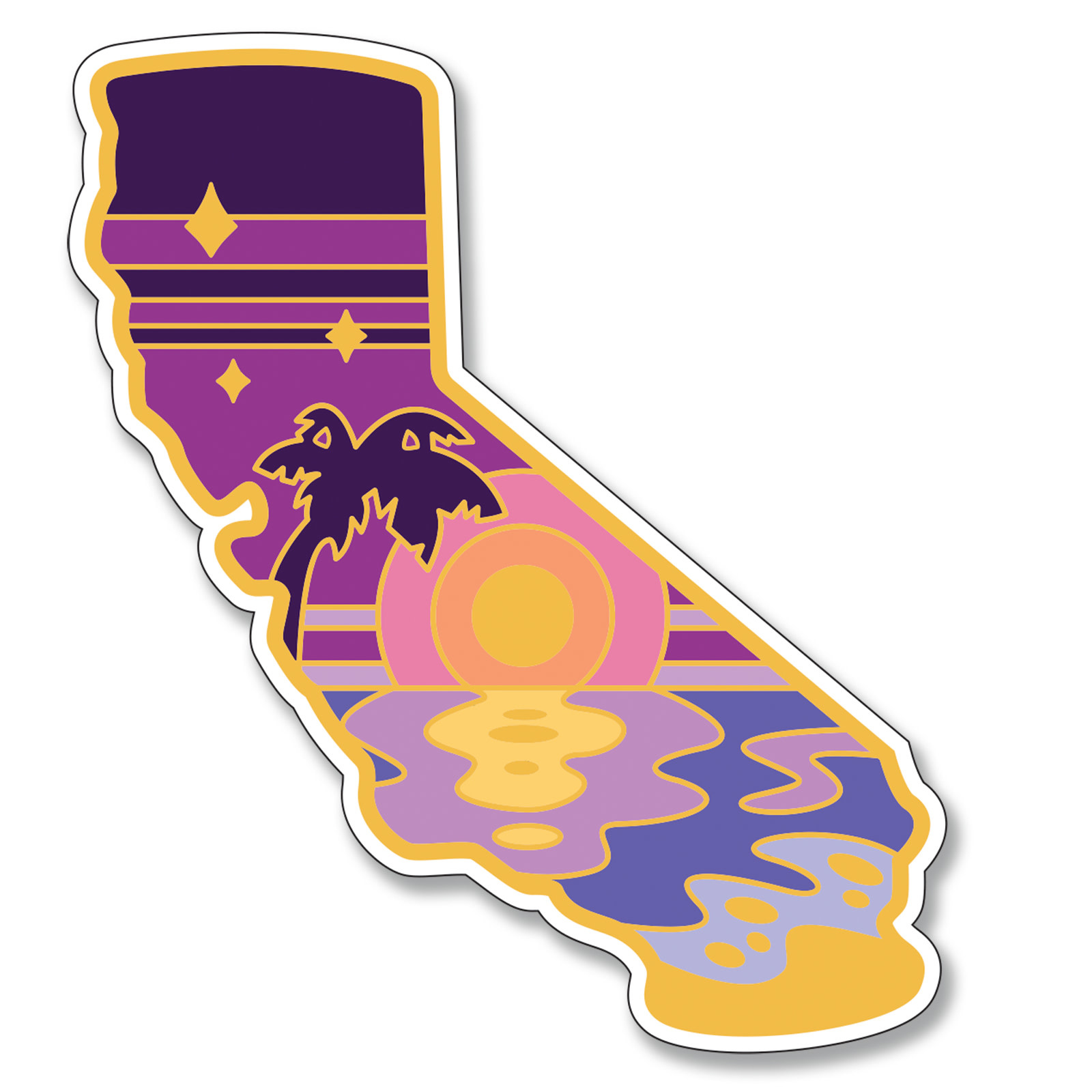 CA Retro Sunset Vinyl Sticker