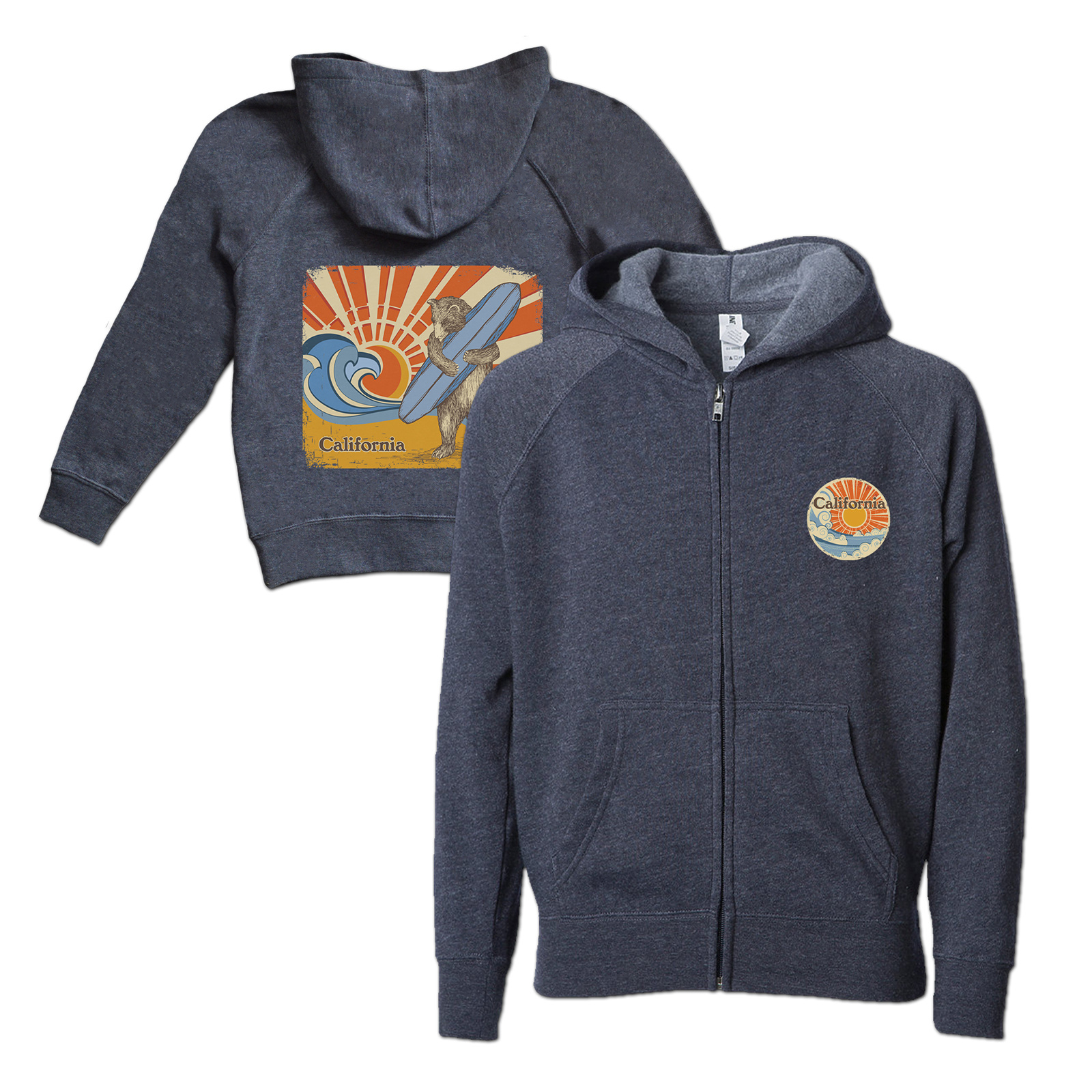 Kids Sun & Surf Bear Zip Hoodie