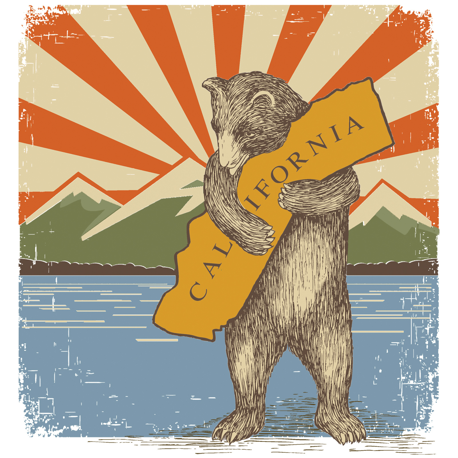 California Mountain & Lake Bear Kids Tee