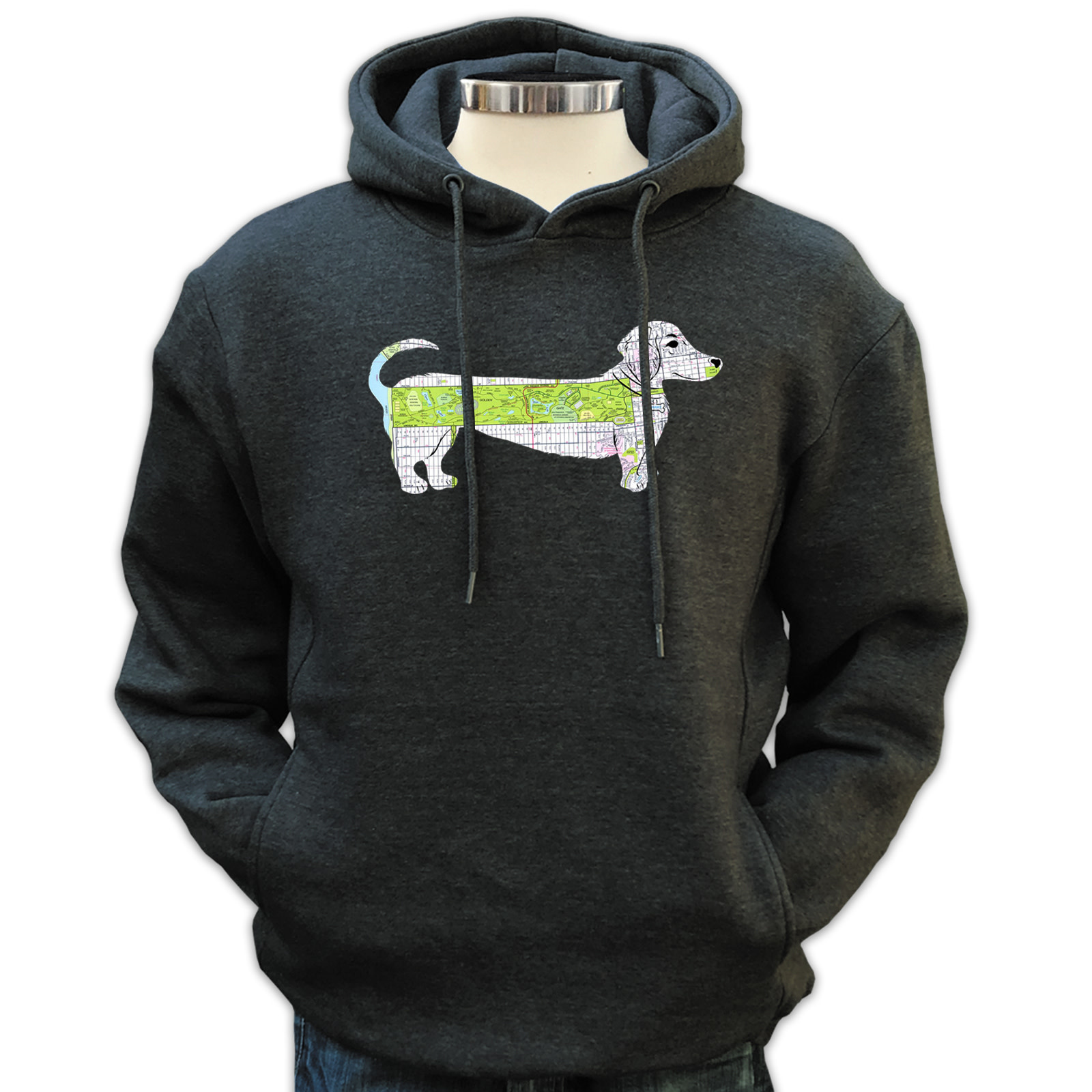 GGB Dachshund Pullover Hoodie, Charcoal