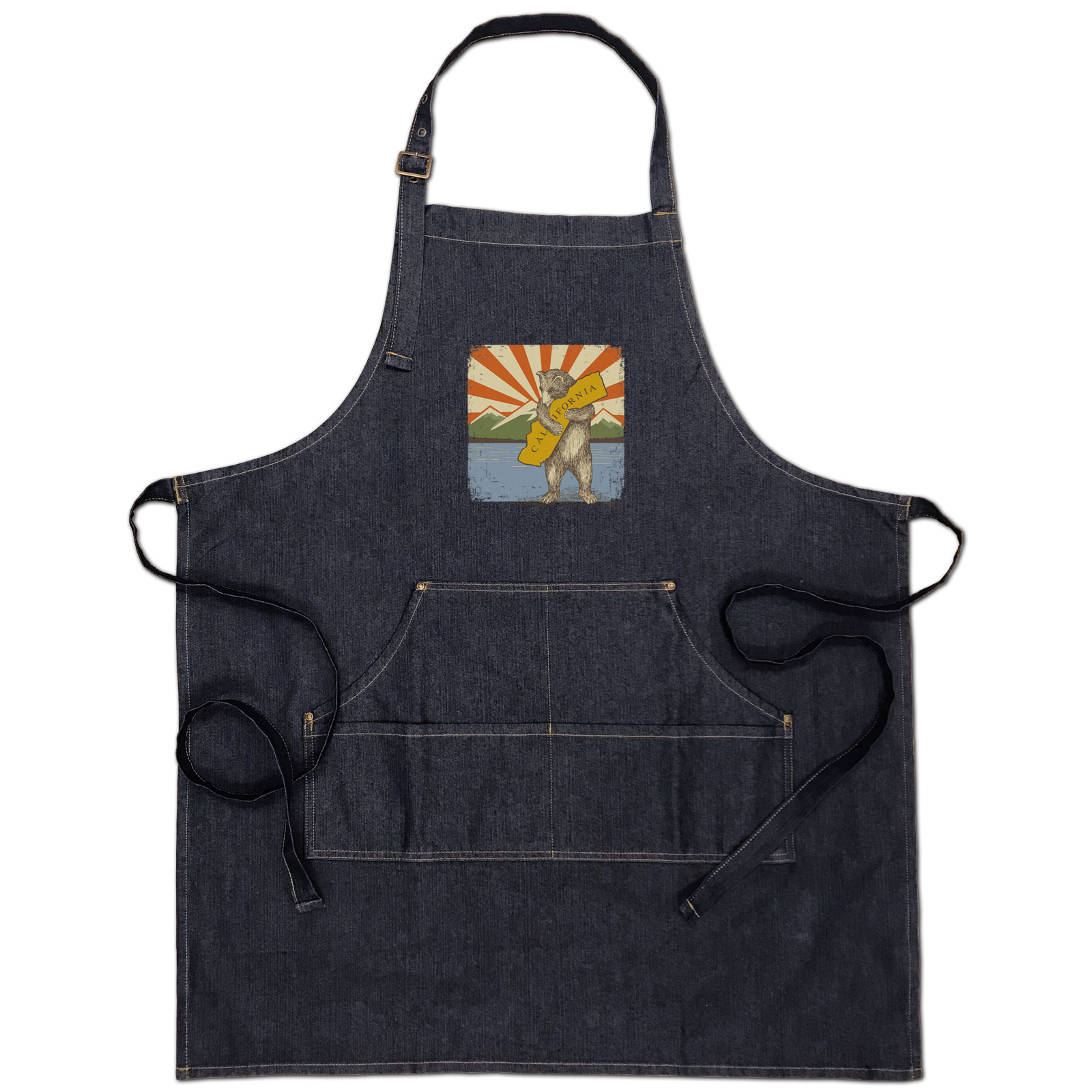 Mountain & Lake Bear Denim Apron