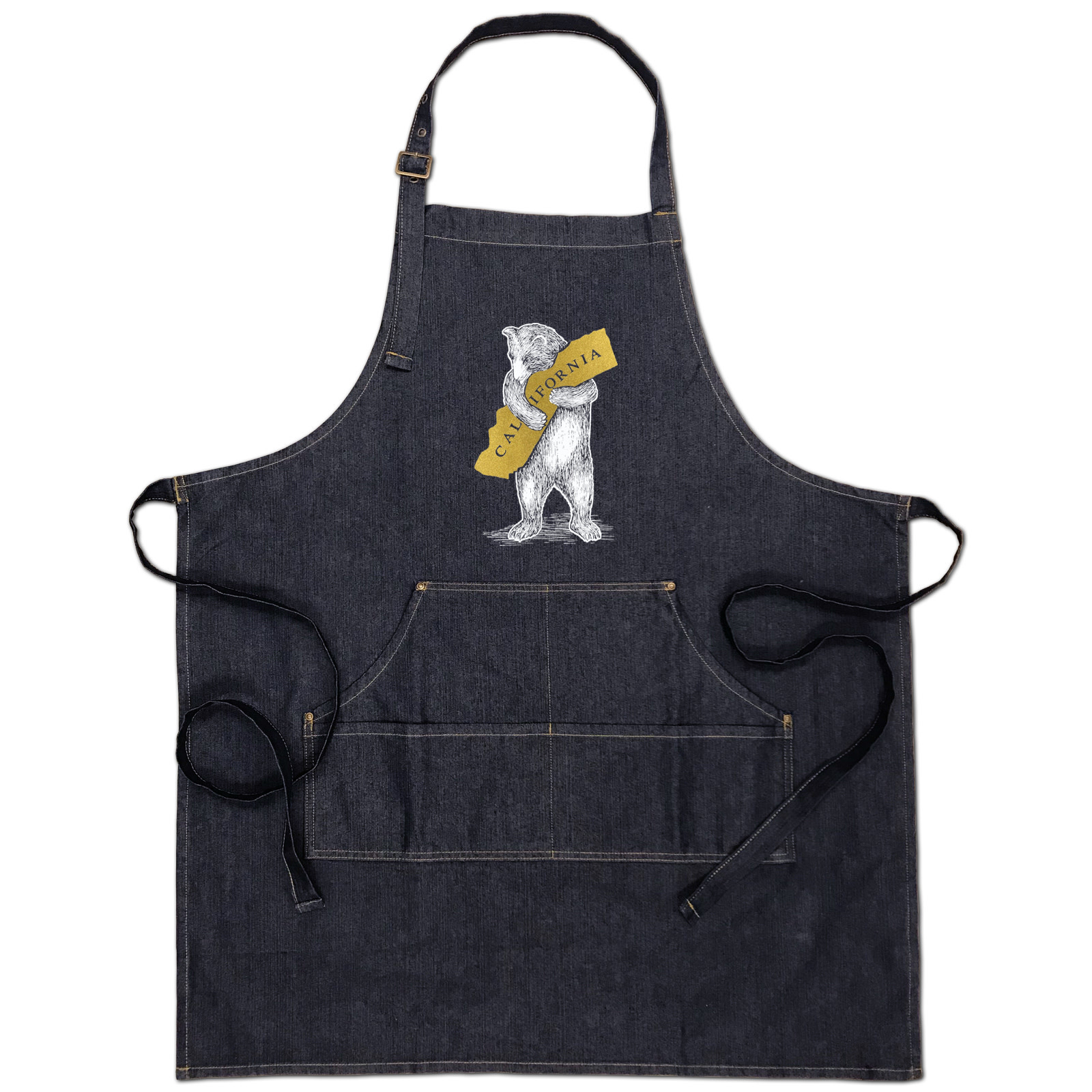 SF Mercantile CA Bear with Metallic Gold State Denim Apron