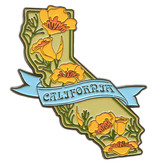 CA State w/ Poppies Enamel Magnet
