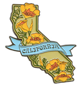 CA State w/ Poppies Enamel Magnet