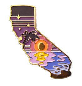 CA Retro Sunset Enamel Magnet