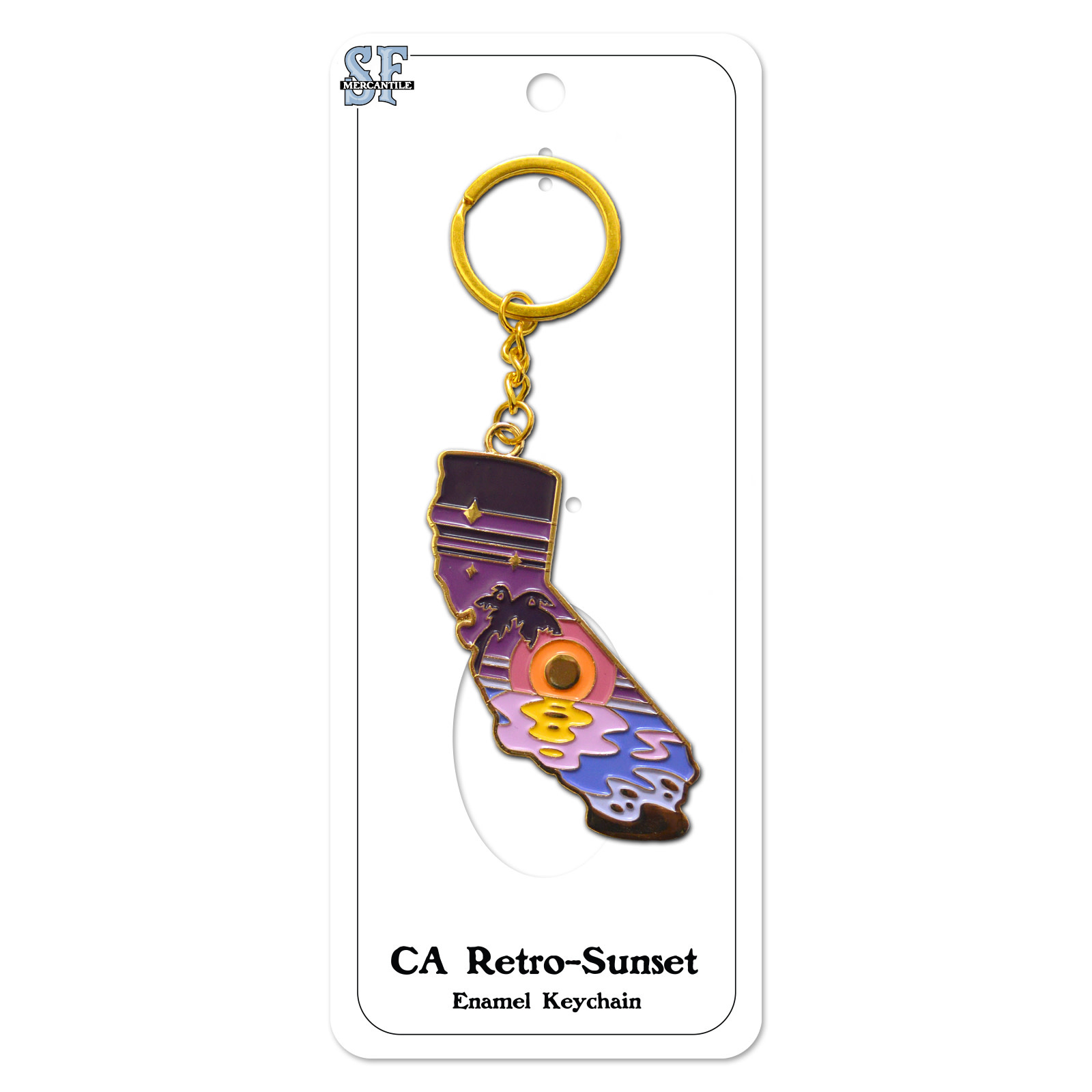 California Retro Sunset Enamel Keychain