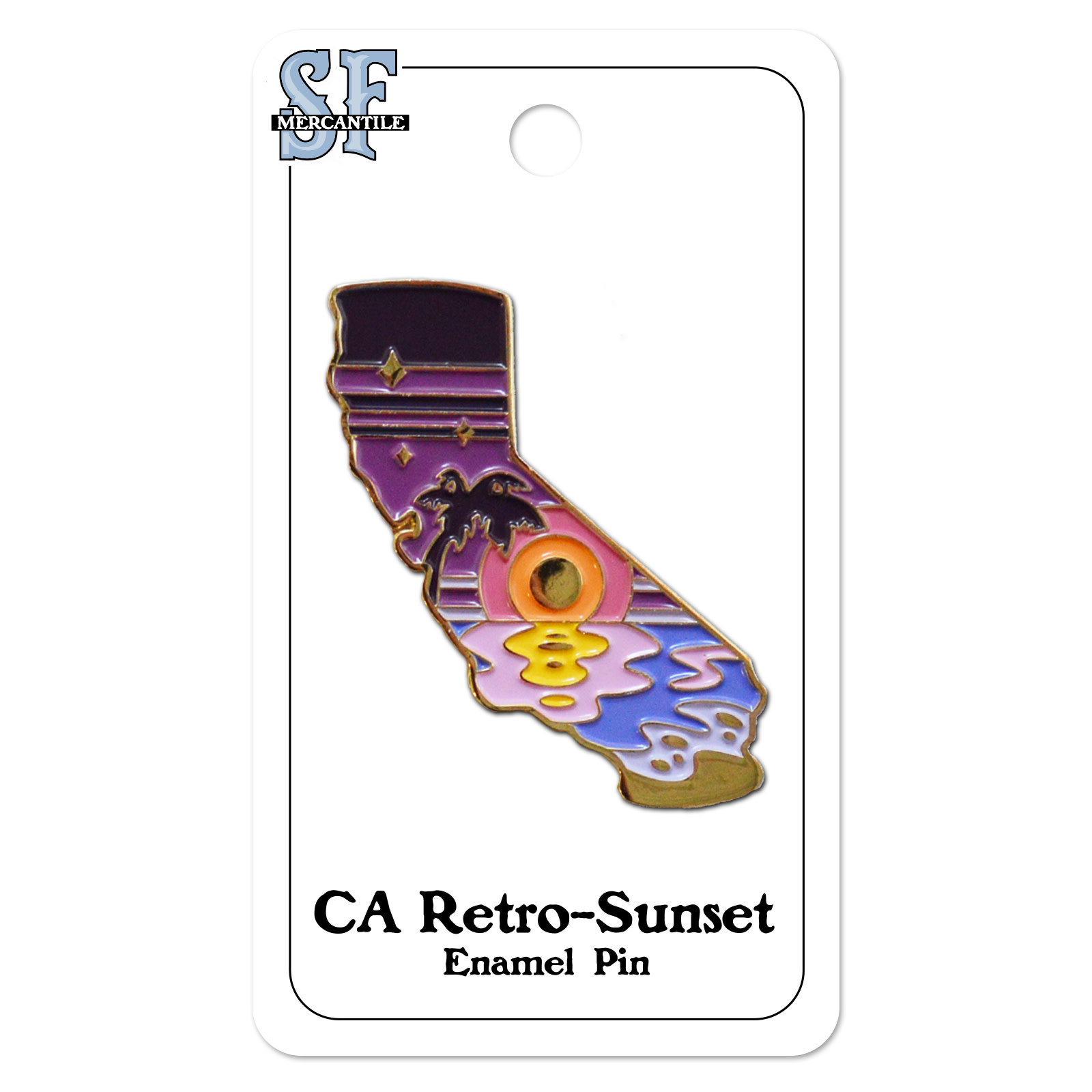 CA Retro Sunset Enamel Pin