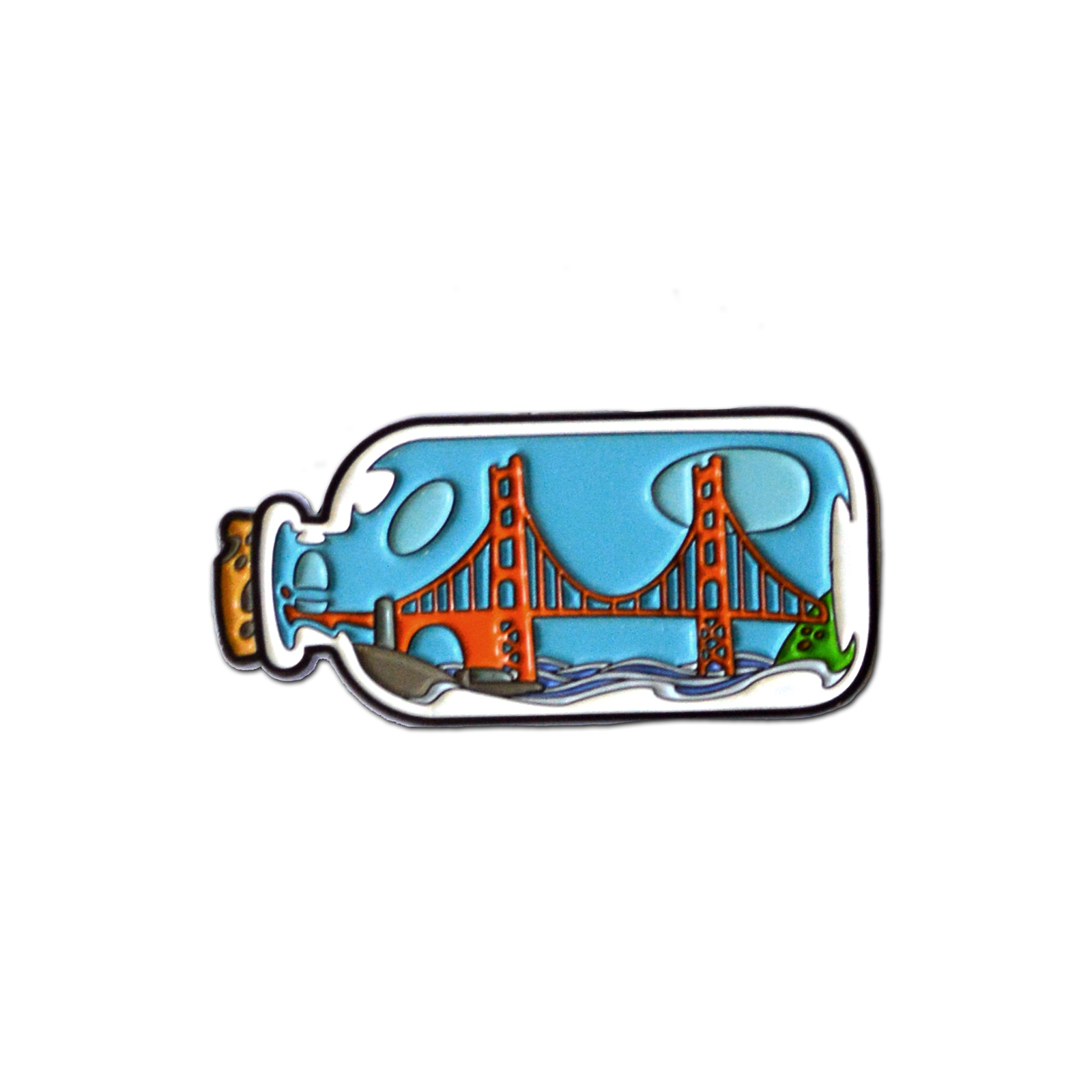 Golden Gate Bridge in Bottle Enamel Pin