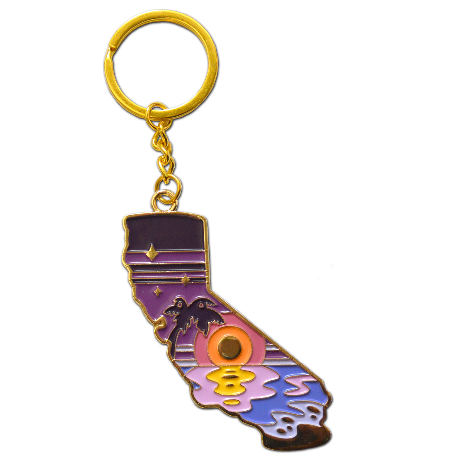 California Retro Sunset Enamel Keychain