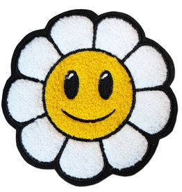 Smiley Face Daisy 4" Chenille Iron-on Patch