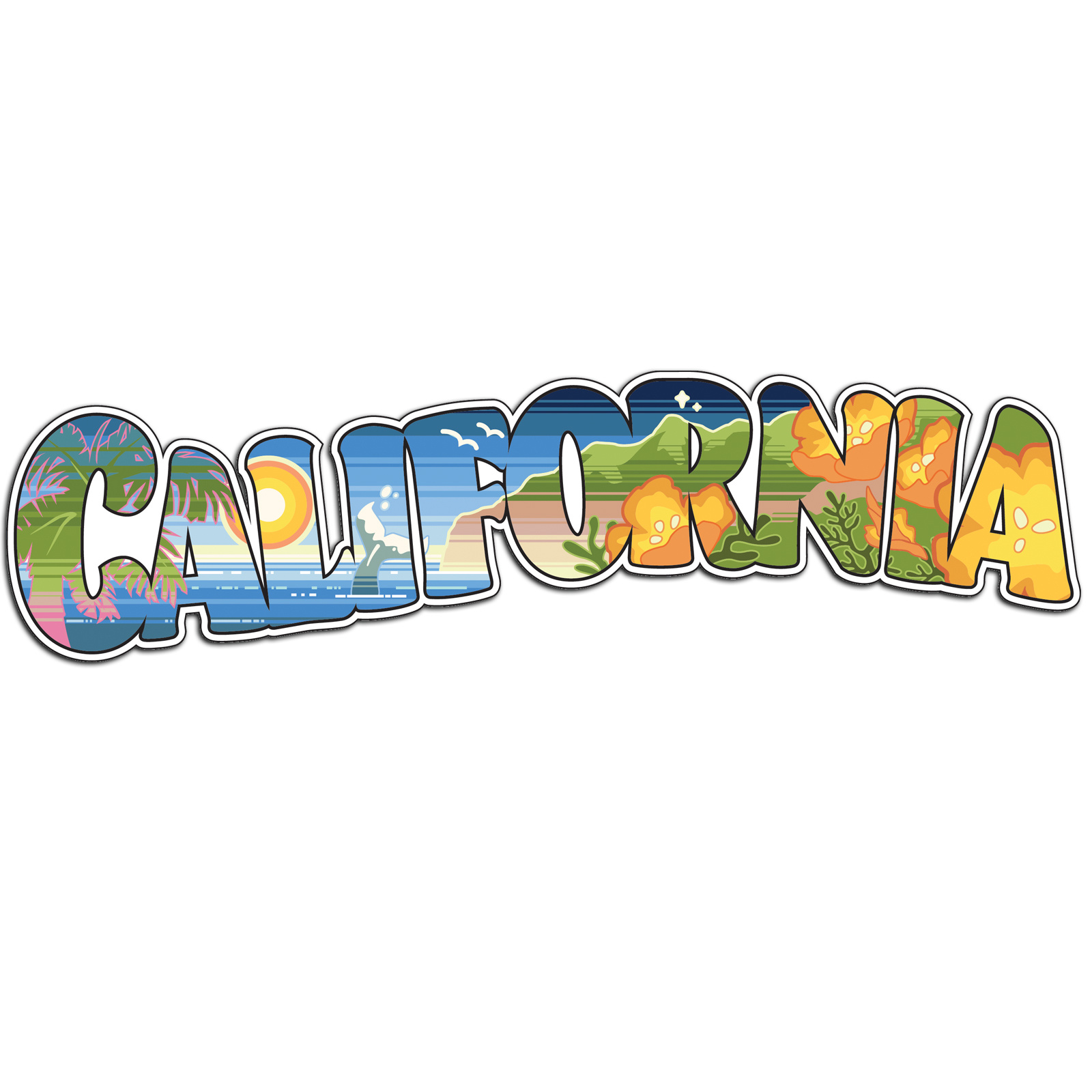 Retro California Vinyl Sticker 9"