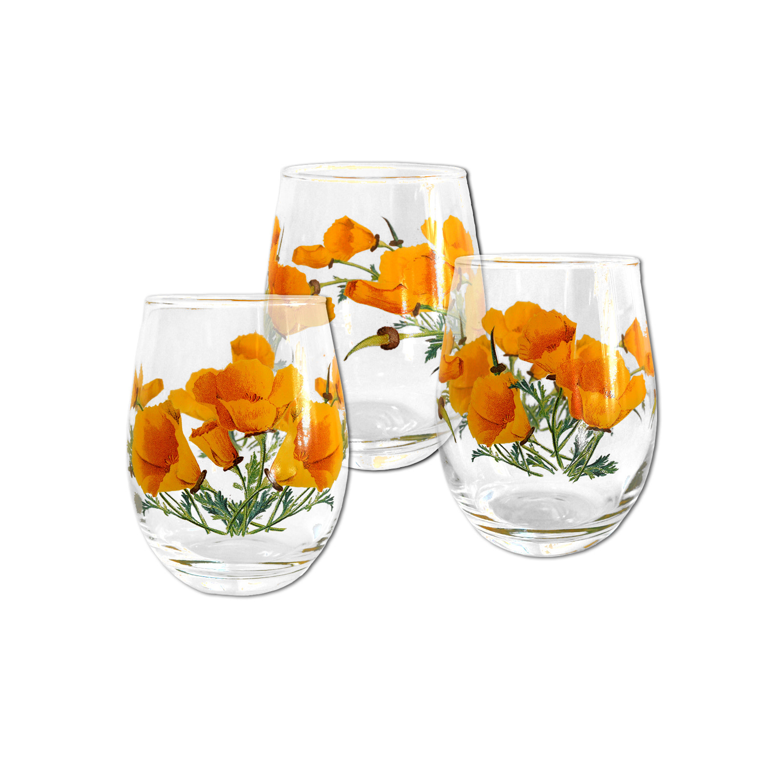 SF Mercantile California Poppy Stemless Wine Glass 2023