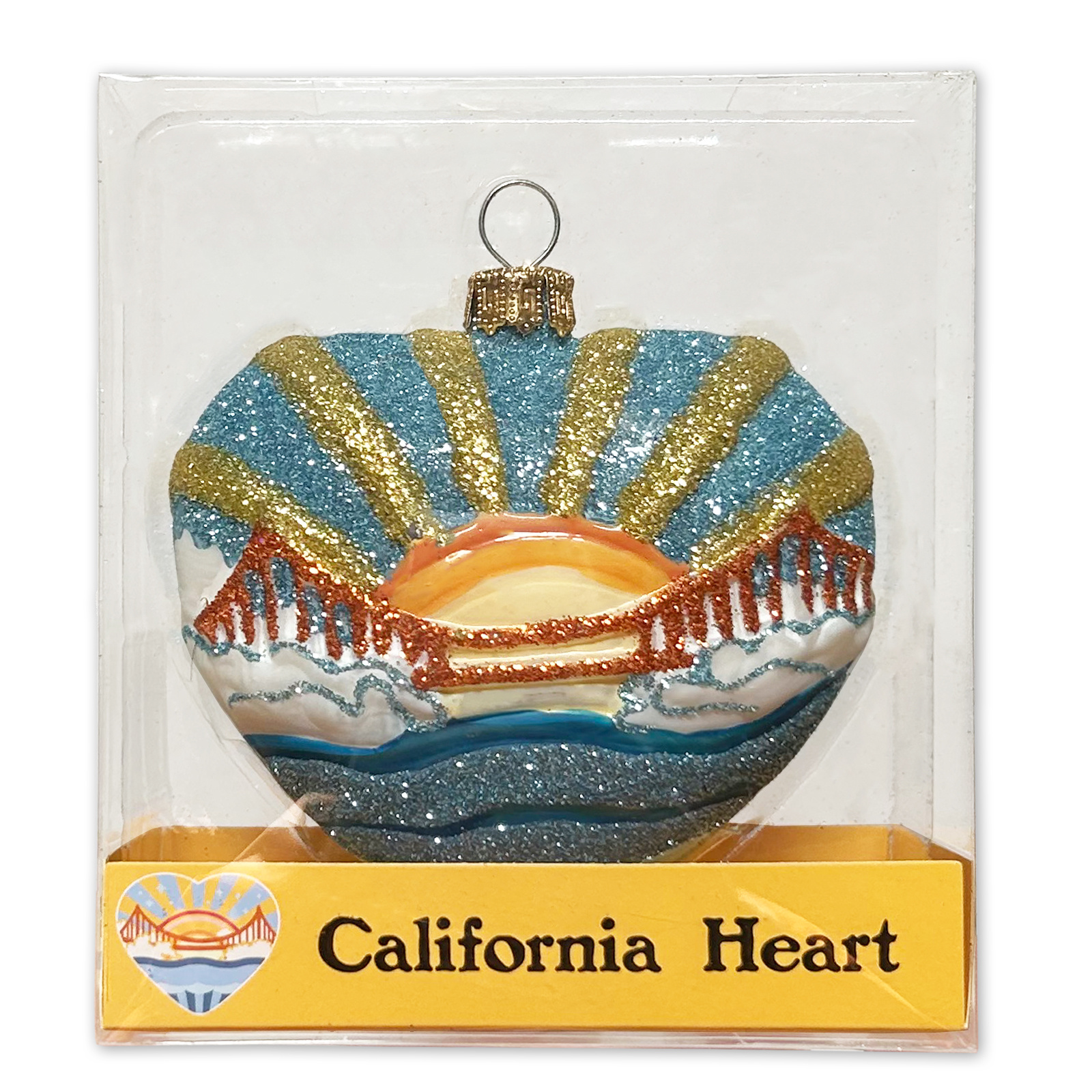 SF Mercantile California Heart Blown Glass Ornament