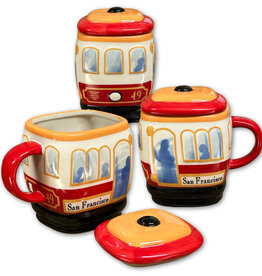 SF Mercantile Cable Car Ceramic Mug w/ Lid