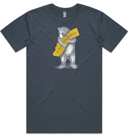 CA Bear White/Gold Unisex Tee, Petrol Blue