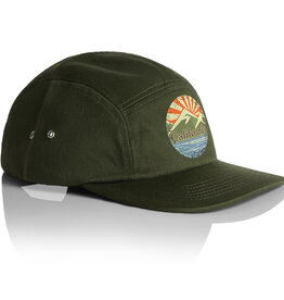 California Lake and Mountains Camp Cap, Army Green