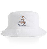 Bucket Hat, White Terrycloth, Embroidered with Karl the Fog