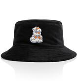 Disc - Bucket Hat, Black Corduroy, Embroidered with Karl the Fog