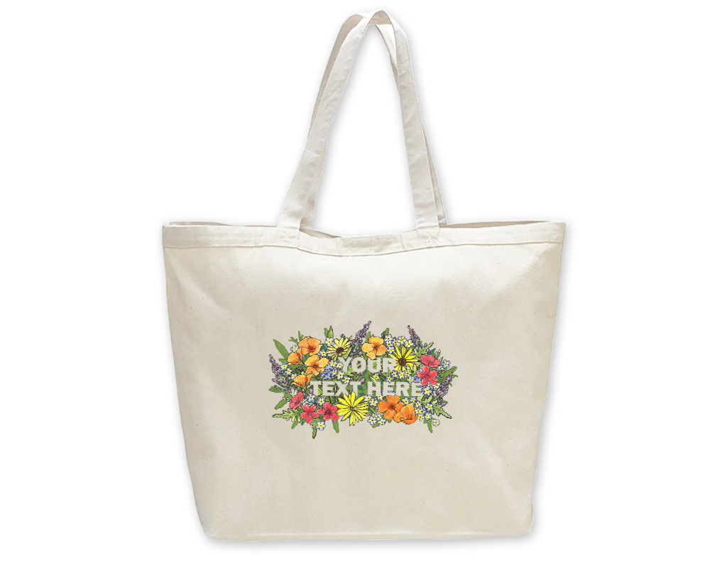 SF Mercantile Floral Text Custom Totes