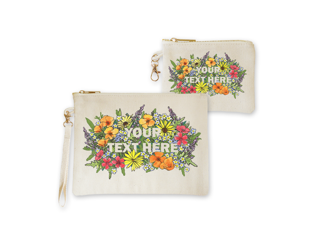 SF Mercantile Floral Text Custom Pouches