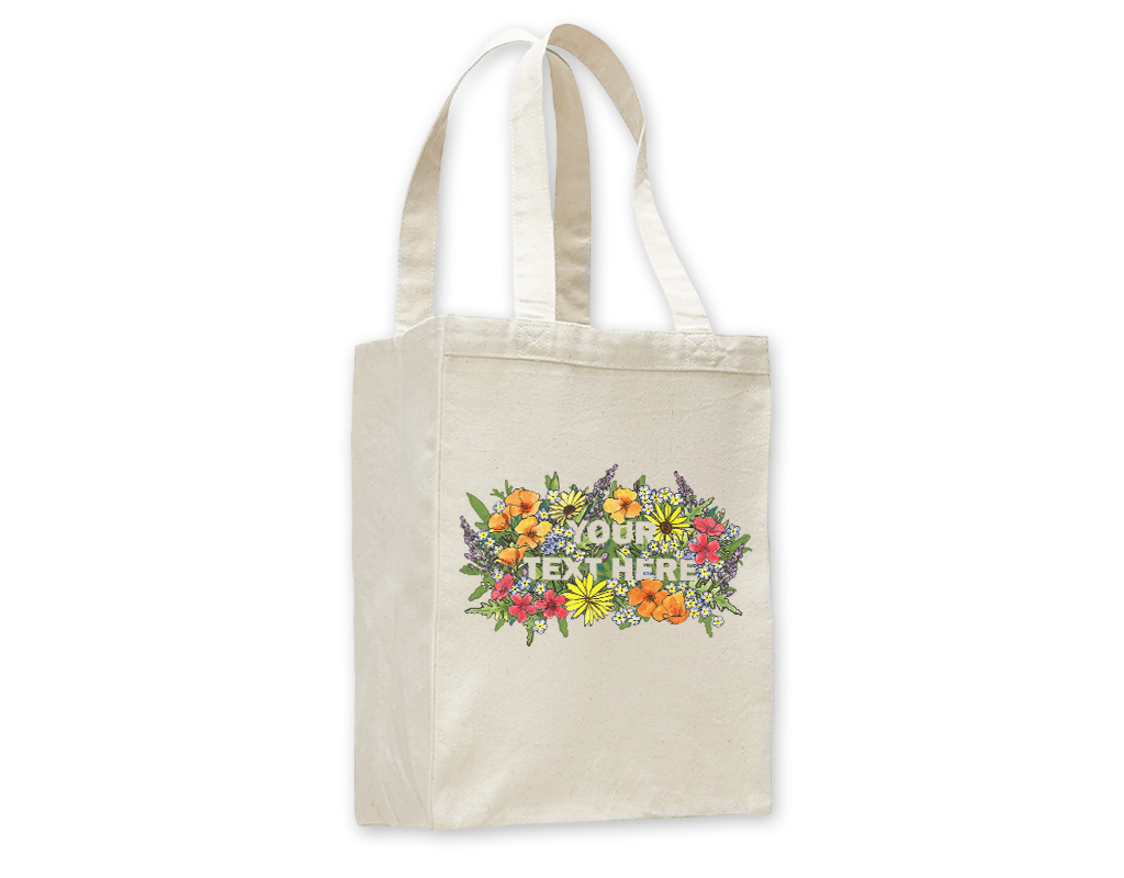 SF Mercantile Floral Text Custom Totes