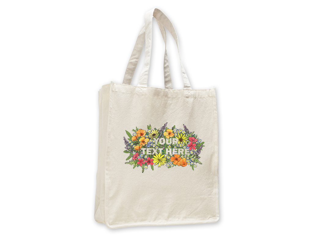 SF Mercantile Floral Text Custom Totes