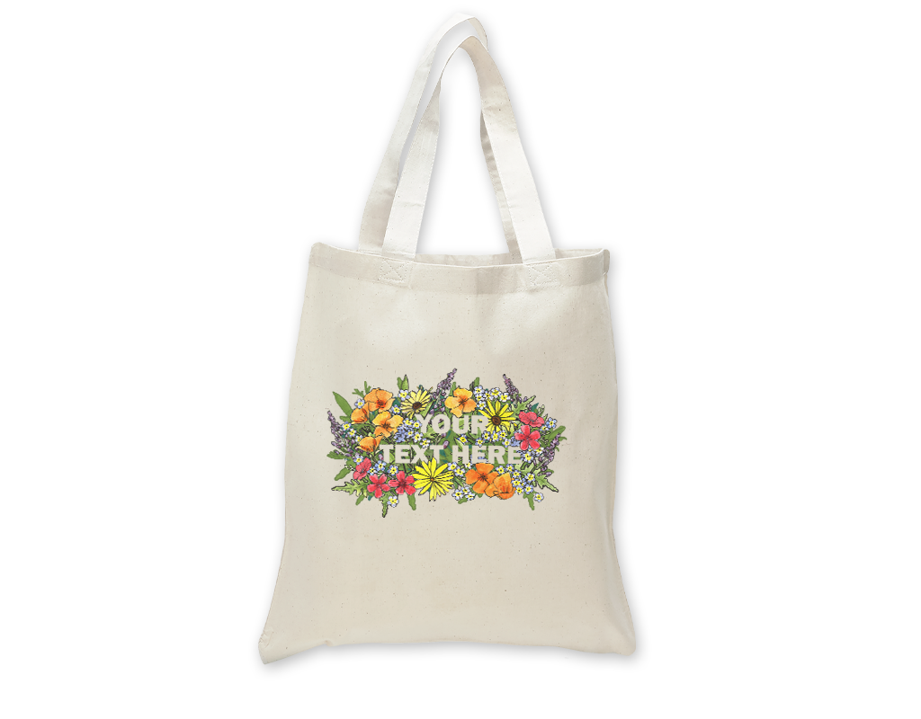SF Mercantile Floral Text Custom Totes