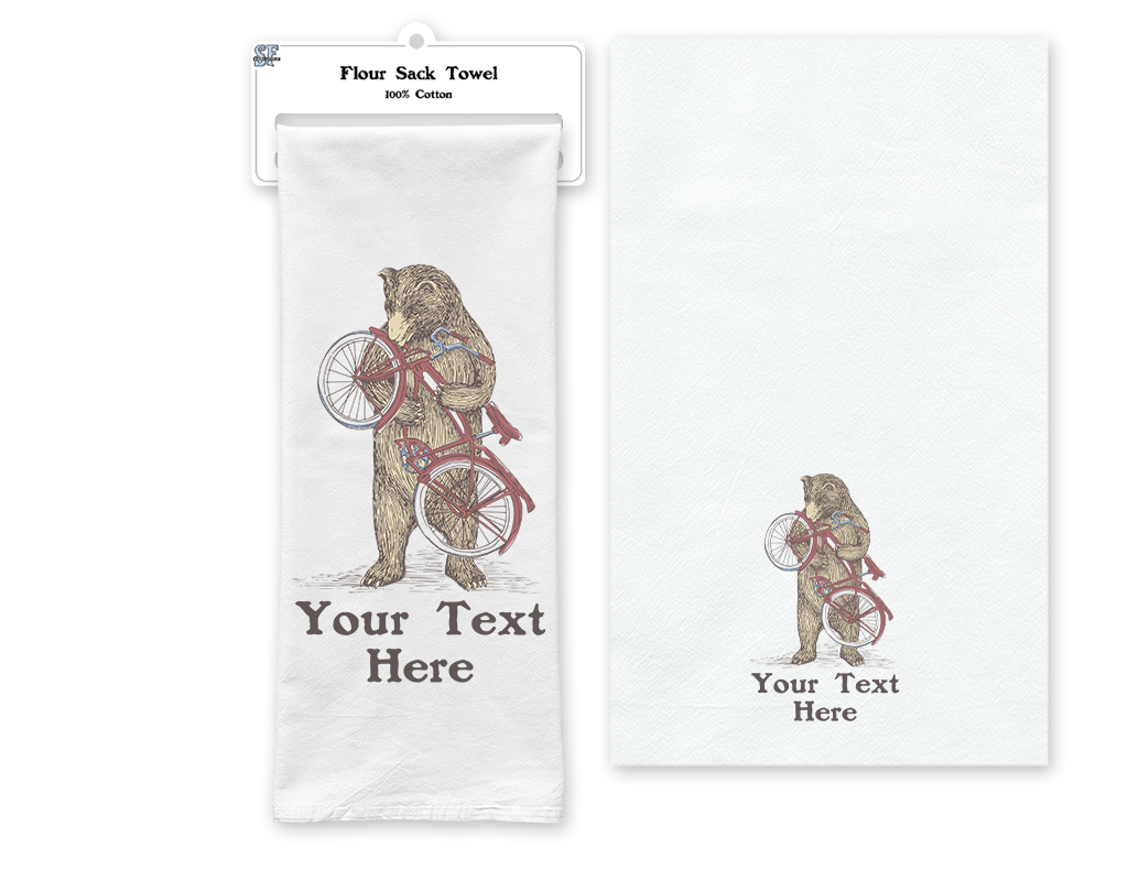 SF Mercantile Bike Bear Custom Flour Sack Towel
