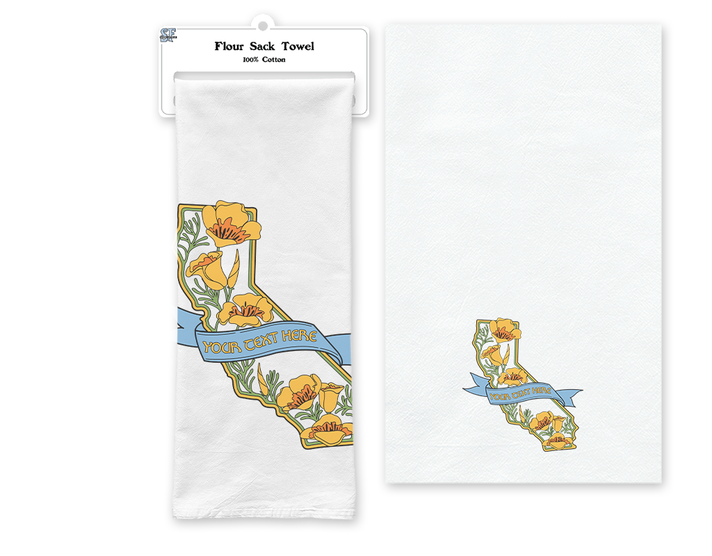 SF Mercantile State w/ Poppies Custom Flour Sack Towel