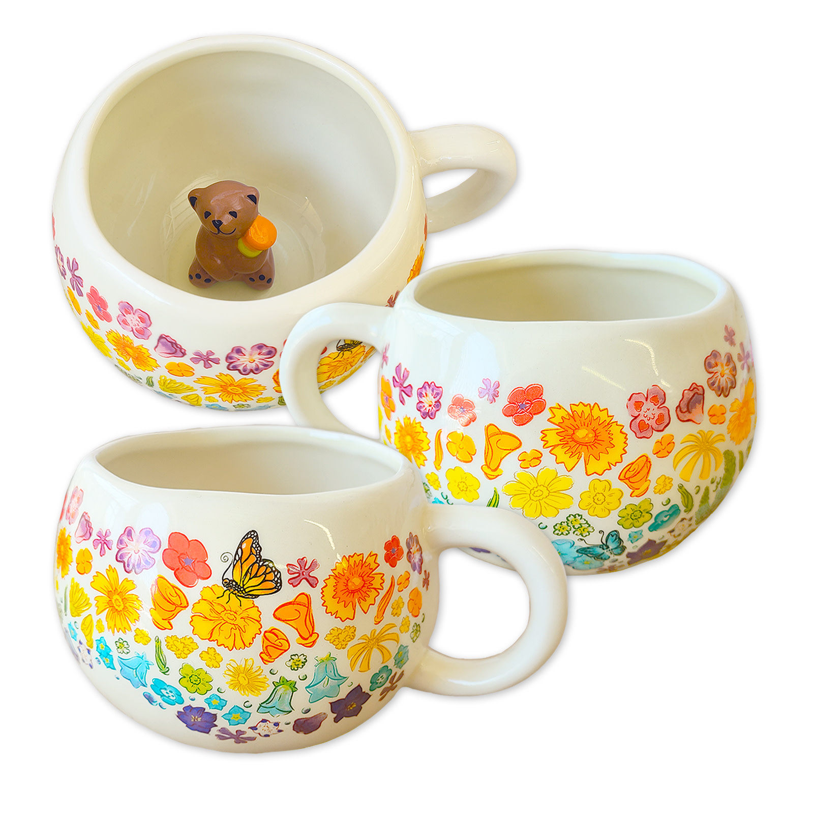 SF Mercantile Rainbow Floral Mug with Bear