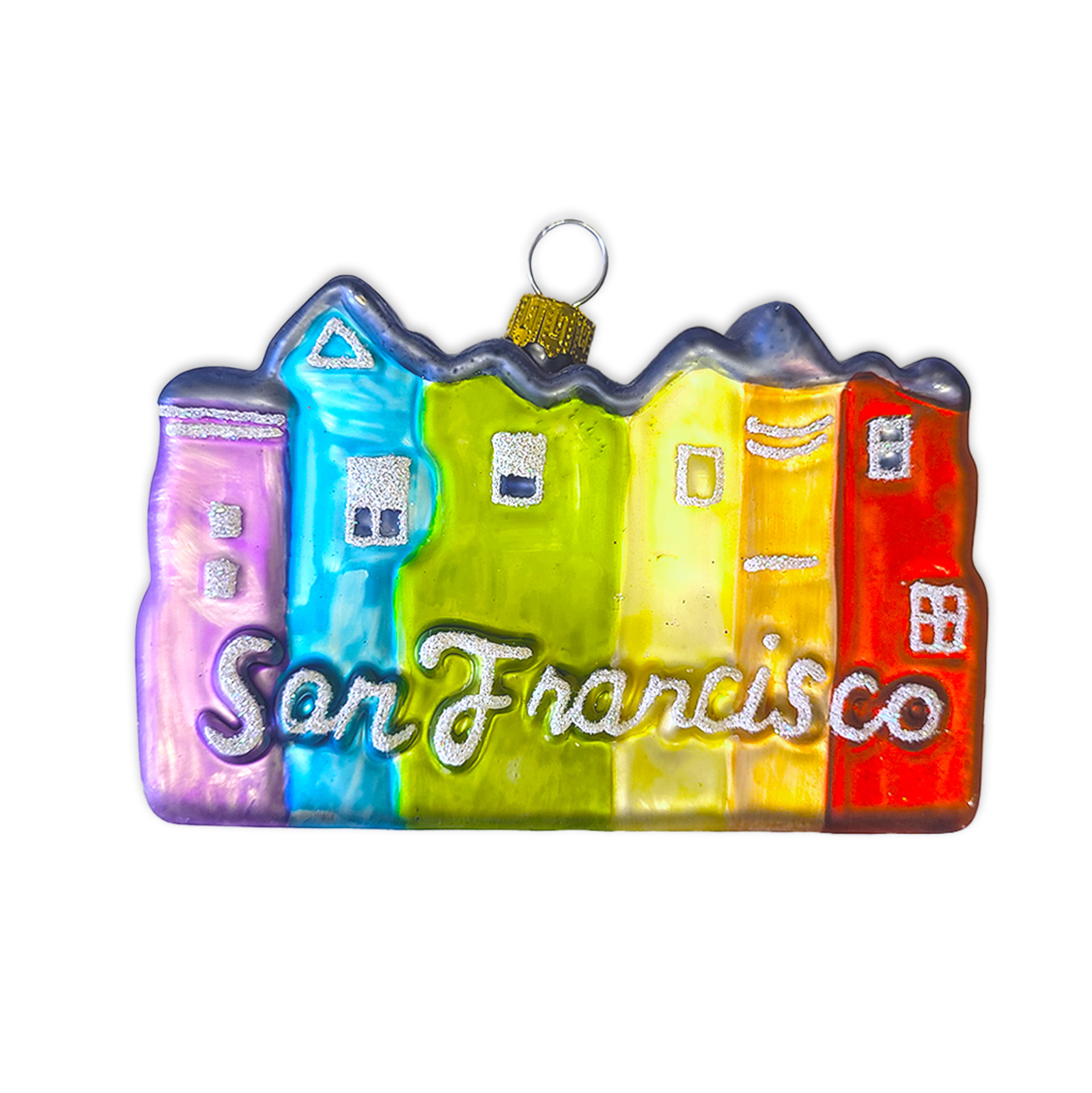 SF Mercantile Rainbow Victorians Blown-Glass Ornament